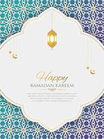 ramadan kareem fondo ornamental de lujo blanco con patrón árabe y marco de arco decorativo vector