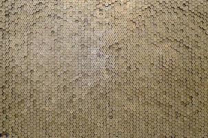 Pattern of 12 gauge cartridges for shotgun bullets. Shells for hunting rifle close up. Backdrop for shooting range or ammunition trade concepts photo