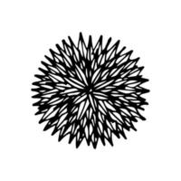 Outline flower. Black hand drawn doodle sketch. Black vector illustration isolated on white. Line art.