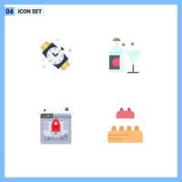 User Interface Pack of 4 Basic Flat Icons of hand watch fast wine easter bricks Editable Vector Design Elements