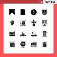 User Interface Pack of 16 Basic Solid Glyphs of critical storage target office files Editable Vector Design Elements