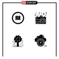 Group of 4 Modern Solid Glyphs Set for find tree mapquest heart apple tree Editable Vector Design Elements