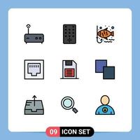 Set of 9 Modern UI Icons Symbols Signs for storage device mobile chip hook memory chip port Editable Vector Design Elements