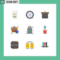 Pictogram Set of 9 Simple Flat Colors of decoration gear web cog money Editable Vector Design Elements