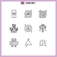 9 Thematic Vector Outlines and Editable Symbols of user interface store computer connection Editable Vector Design Elements