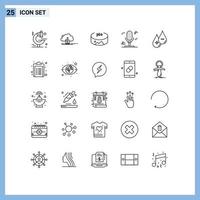 Line Pack of 25 Universal Symbols of minus liquid panorama drop music Editable Vector Design Elements