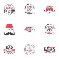 Happy Fathers Day vector hand lettering 9 Black and Pink Calligraphy illustration for greeting card festival poster etc Editable Vector Design Elements