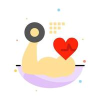 Growth Muscle Heart Beat Abstract Flat Color Icon Template vector