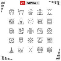 25 Icons Line Style. Grid Based Creative Outline Symbols for Website Design. Simple Line Icon Signs Isolated on White Background. 25 Icon Set. vector