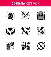 Corona virus disease 9 Solid Glyph Black icon pack suck as health care hands virus care medical viral coronavirus 2019nov disease Vector Design Elements