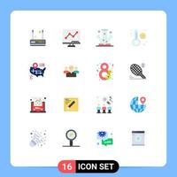 Set of 16 Modern UI Icons Symbols Signs for american location knowledge thermometer meter Editable Pack of Creative Vector Design Elements