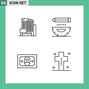 4 Line concept for Websites Mobile and Apps building finance coding development costume Editable Vector Design Elements