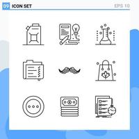 iconos de estilo moderno de 9 líneas. símbolos de contorno para uso general. signo de icono de línea creativa aislado sobre fondo blanco. Paquete de 9 iconos. vector