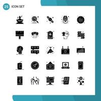 Set of 25 Modern UI Icons Symbols Signs for dessert gear clock labour jacket Editable Vector Design Elements