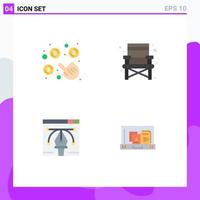 Pack of 4 Modern Flat Icons Signs and Symbols for Web Print Media such as click illustration money travel presentation Editable Vector Design Elements