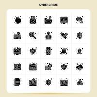 conjunto de iconos de delitos cibernéticos sólidos 25 diseño de estilo de glifo vectorial conjunto de iconos negros diseño de ideas de negocios web y móviles ilustración vectorial vector