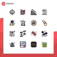 Set of 16 Modern UI Icons Symbols Signs for brain hand home setting machine Editable Creative Vector Design Elements