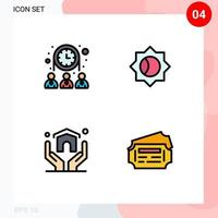 Modern Set of 4 Filledline Flat Colors and symbols such as group house network ui train Editable Vector Design Elements