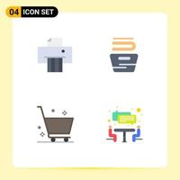 4 Universal Flat Icons Set for Web and Mobile Applications device e commerce cleaning washing interview Editable Vector Design Elements