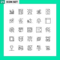 Line Pack of 25 Universal Symbols of hands india video holi party Editable Vector Design Elements