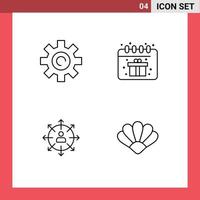 Group of 4 Filledline Flat Colors Signs and Symbols for gear career user box human Editable Vector Design Elements