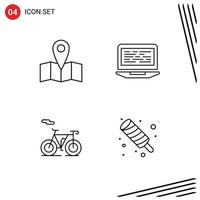 Set of 4 Vector Filledline Flat Colors on Grid for location outline laptop screen summer Editable Vector Design Elements