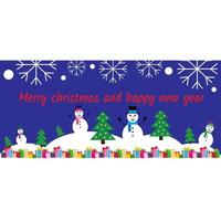 Christmas banner with snowmen, gifts and fir trees vector