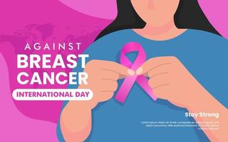 Flat design international day against breast cancer template vector