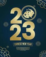 Happy chinese new year 2023, with gold abstract used for template, banner, greeting card. vector