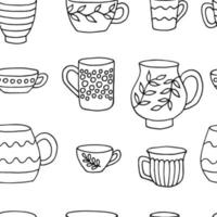 patrón sin costuras con taza de taza. taza en estilo garabato. ilustración vectorial dibujada a mano. vector
