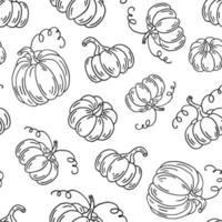 Seamless pattern with pumpkin. Hand drawn vector illustration. Farm market product, vegetable.