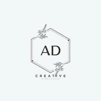 AD Beauty vector initial logo art, handwriting logo of initial signature, wedding, fashion, jewerly, boutique, floral and botanical with creative template for any company or business.