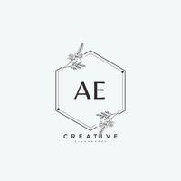 AE Beauty vector initial logo art, handwriting logo of initial signature, wedding, fashion, jewerly, boutique, floral and botanical with creative template for any company or business.