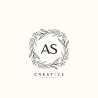 AS Beauty vector initial logo art, handwriting logo of initial signature, wedding, fashion, jewerly, boutique, floral and botanical with creative template for any company or business.