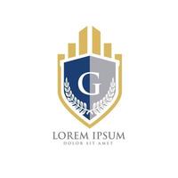 G Initial law firm with shield logo vector template