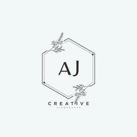 AJ Beauty vector initial logo art, handwriting logo of initial signature, wedding, fashion, jewerly, boutique, floral and botanical with creative template for any company or business.