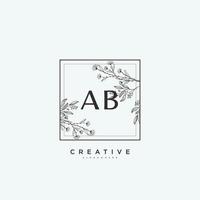 arte del logotipo inicial del vector de belleza ab, logotipo de escritura a mano de firma inicial, boda, moda, joyería, boutique, floral y botánica con plantilla creativa para cualquier empresa o negocio.