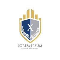 X Initial law firm with shield logo vector template