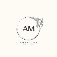 am beauty vector initial logo art, logotipo de escritura a mano de firma inicial, boda, moda, joyería, boutique, floral y botánica con plantilla creativa para cualquier empresa o negocio.