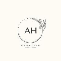 AH Beauty vector initial logo art, handwriting logo of initial signature, wedding, fashion, jewerly, boutique, floral and botanical with creative template for any company or business.