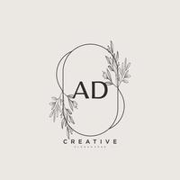 AD Beauty vector initial logo art, handwriting logo of initial signature, wedding, fashion, jewerly, boutique, floral and botanical with creative template for any company or business.