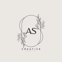 AS Beauty vector initial logo art, handwriting logo of initial signature, wedding, fashion, jewerly, boutique, floral and botanical with creative template for any company or business.