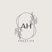 AH Beauty vector initial logo art, handwriting logo of initial signature, wedding, fashion, jewerly, boutique, floral and botanical with creative template for any company or business.