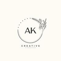 AK Beauty vector initial logo art, handwriting logo of initial signature, wedding, fashion, jewerly, boutique, floral and botanical with creative template for any company or business.