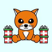 Cute orange cat character premium vector illustration