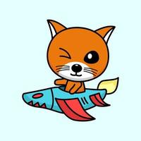 ilustración de vector premium de personaje de gato naranja lindo