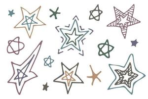 clipart estrella dibujada a mano vectorial. conjunto de garabatos para impresión, web, tarjeta de felicitación, diseño, decoración vector