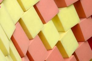 Wall of paralon soft cubes in dry pool, trampoline in the childrens center photo