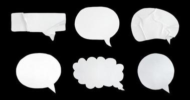 Bubble speech shape in white paper texture. Set of balloon text isolated for retro comic and design element. photo