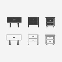 furniture, bedside icon vector set symbol sign